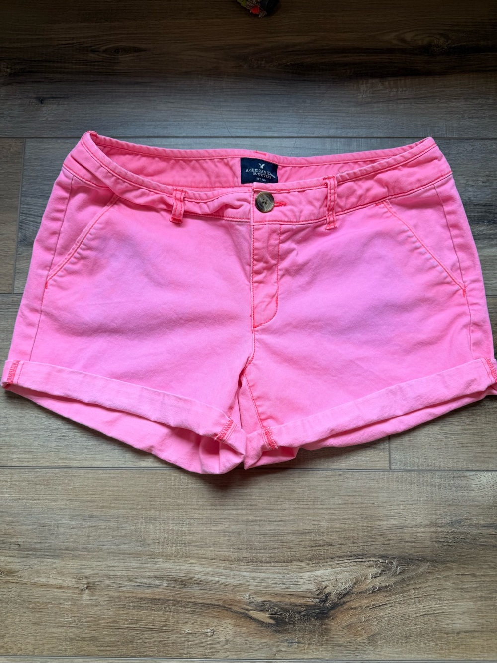 American Eagle Outfitters Bright Pink Roll-Cuff Jean Shorts